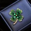 1pc Iced Out Shiny Rhinestone Clover Zinc Alloy Brooch Pin Elegant Luxury Jacket Cardigan Corsage Pin