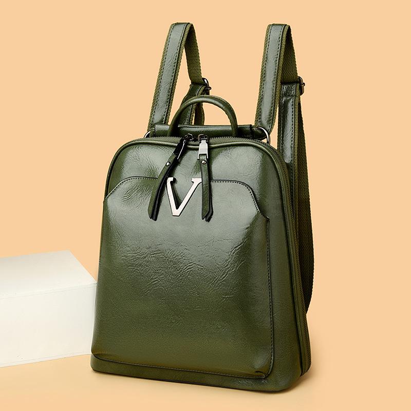 Bag for Women Luxury Soft Leather Retro Women's Backpack High-quality Texture Solid Color Simple Schoolbag for Women