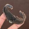 Natural Bumble Bee Jasper Handmade Copper Wire Wrap Bangle Adjustable k7n56