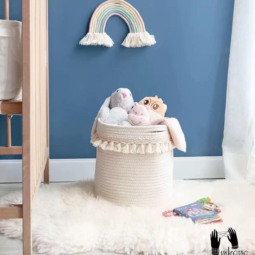 Handmade Woven Cotton Rope Storage Basket for Household Items