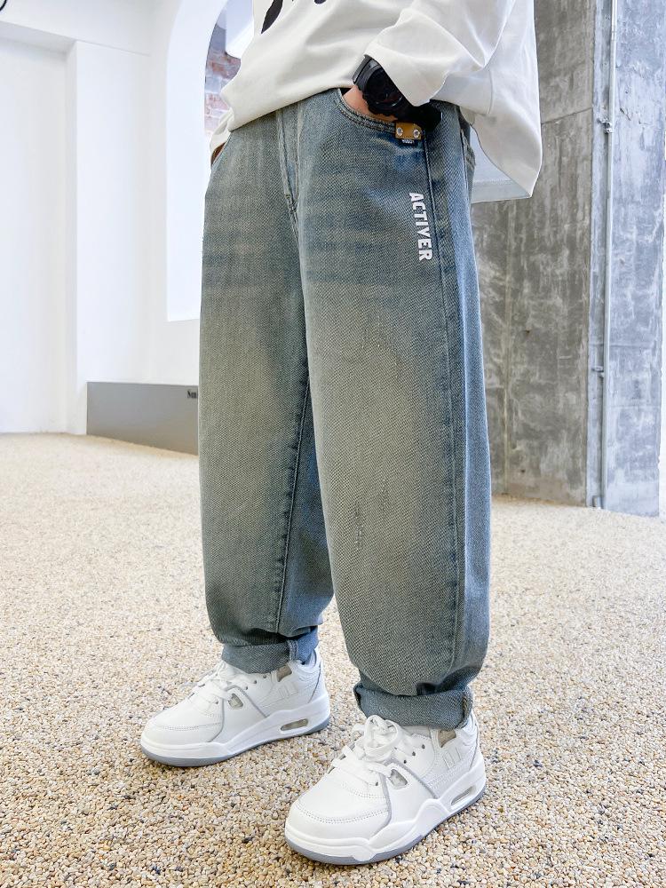 Boys' Cool Soft Denim Jeans: Stylish, Loose-Fit Sporty Trousers for Autumn 2025