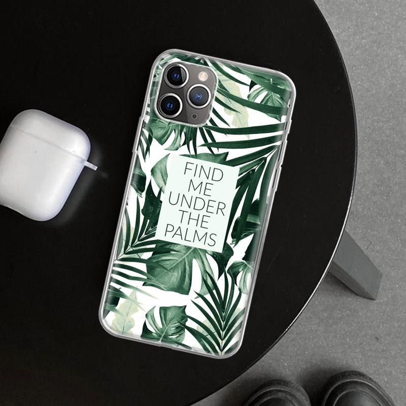 Summer Tropical Plants Green Leaf Phone Case Cover for iPhone 11 12 13 Mini 14 15 Plus 16 Pro Max 17 Air 7 8 + SE Art Customized