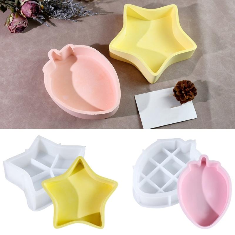 Strawberry and Star Jewelry Boxes Mould Cute Strawberry Star Shaped Silicone Mold for Handcrafted Storage Solutions