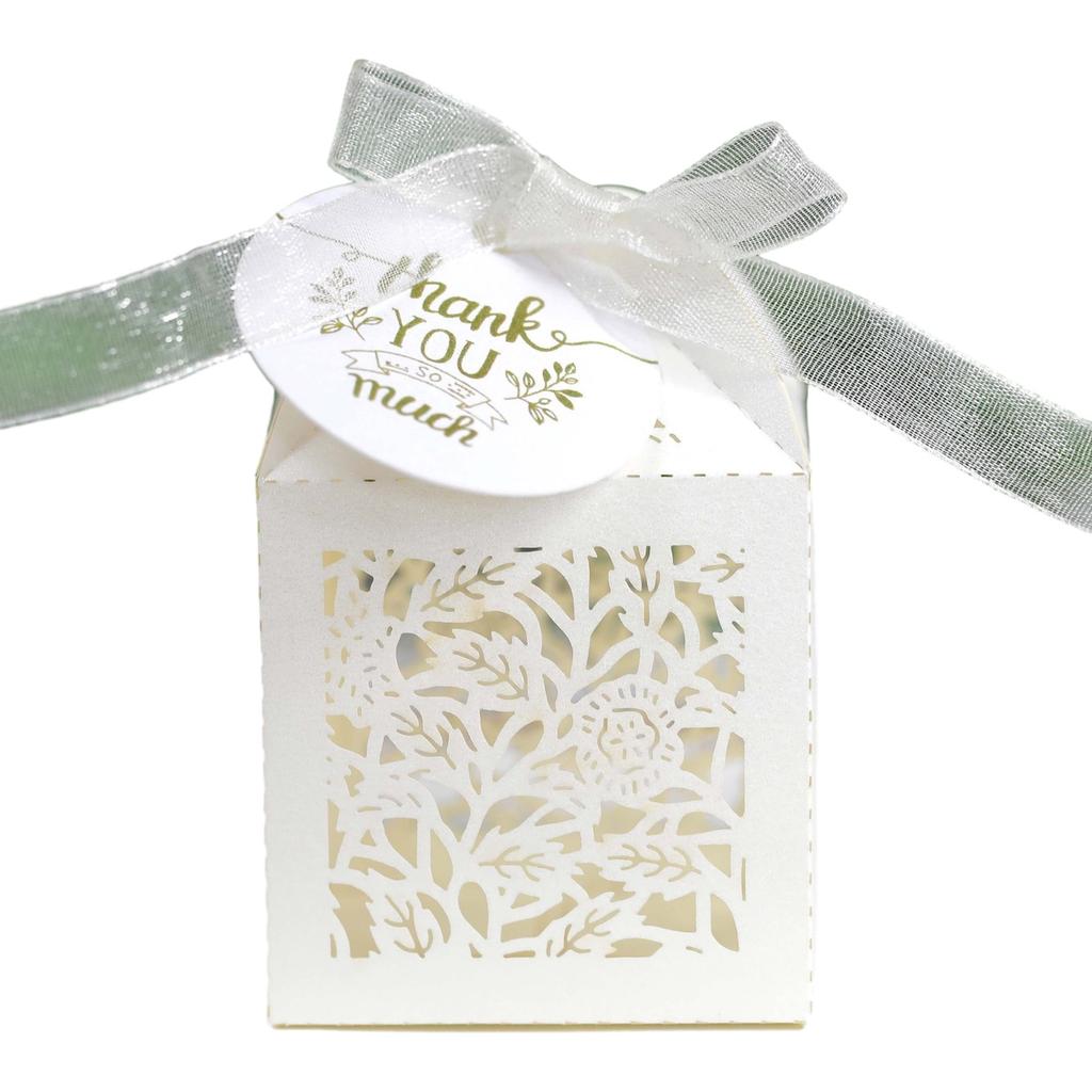 50 szt. Opakowanie na Walentynki Pudełko na Cukierki Dekoracja Róża Kwiat Pudełka na Cukierki na Słodycze Ślub Chrzest Etykietki z Podziękowaniami