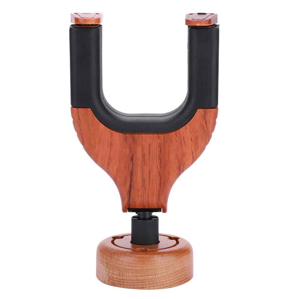 Guitar Wall Mount Hanger Holder Solid Wood Base Plastic Rubber Hook Body (Red Wood Color)