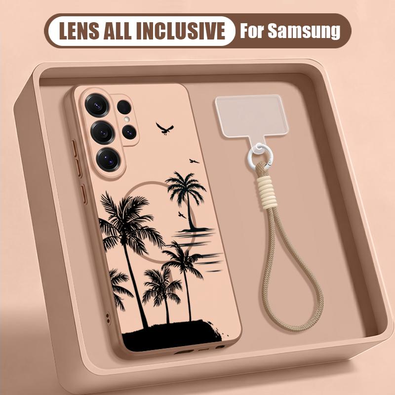 Kreative Kokosnuss-Sonnenuntergang-Muster Hülle Für Samsung S26 Ultra S25 FE S24 S24 Plus A57 A37 A17 A56 A36 A16 A55 A35 A15 A54 5G Hybrid Magnetisch Matt Abdeckung