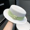 Sunscreen Hat Women's French Flat-top Pearl Top Hat Summer British Celebrity Style Casual Versatile Sun Straw Hat