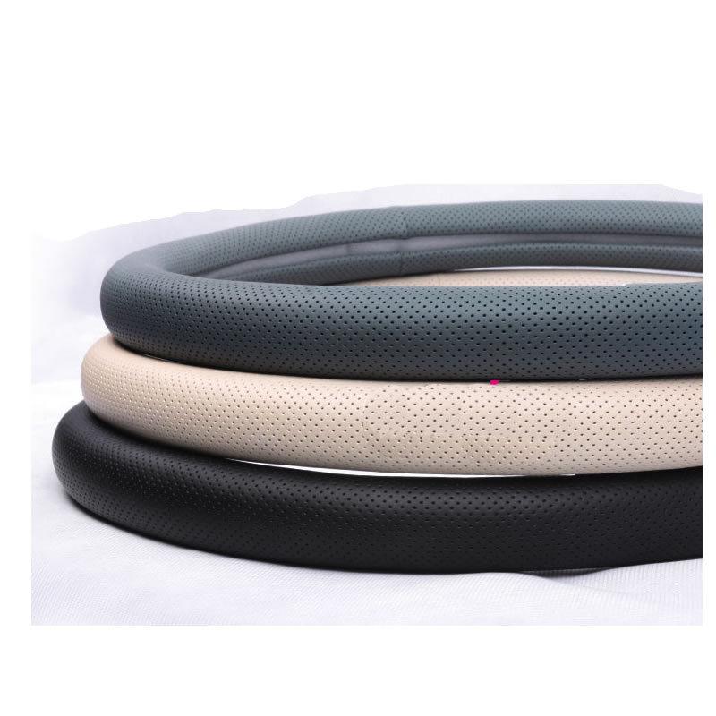Perforated Breathable Leather Steering Wheel Cover - All-Season, Simple Design