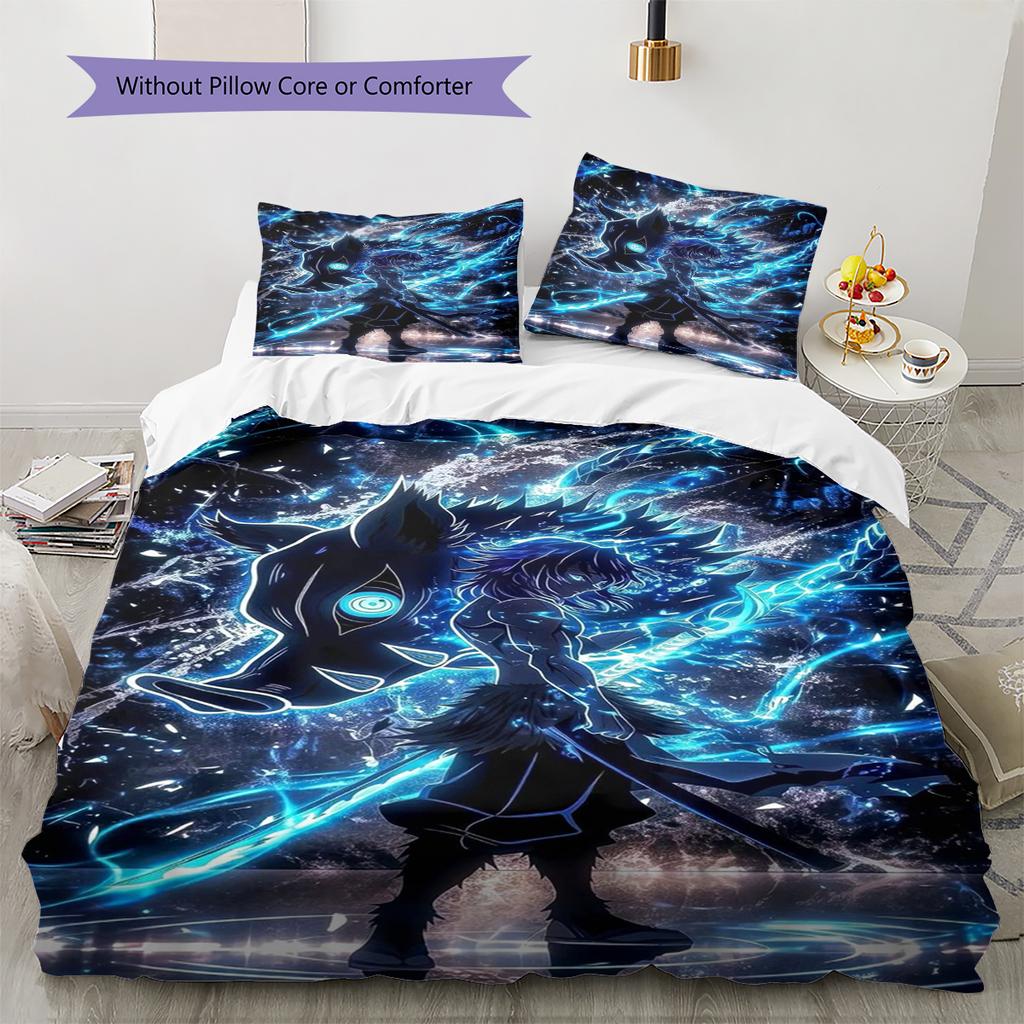 Conjunto de Colcha com Padrão de Desenho Animado Capa de Colcha Fronha Decoração de Casa Presente de Aniversário (1 capa de edredom + 2 fronhas, sem enchimento.)