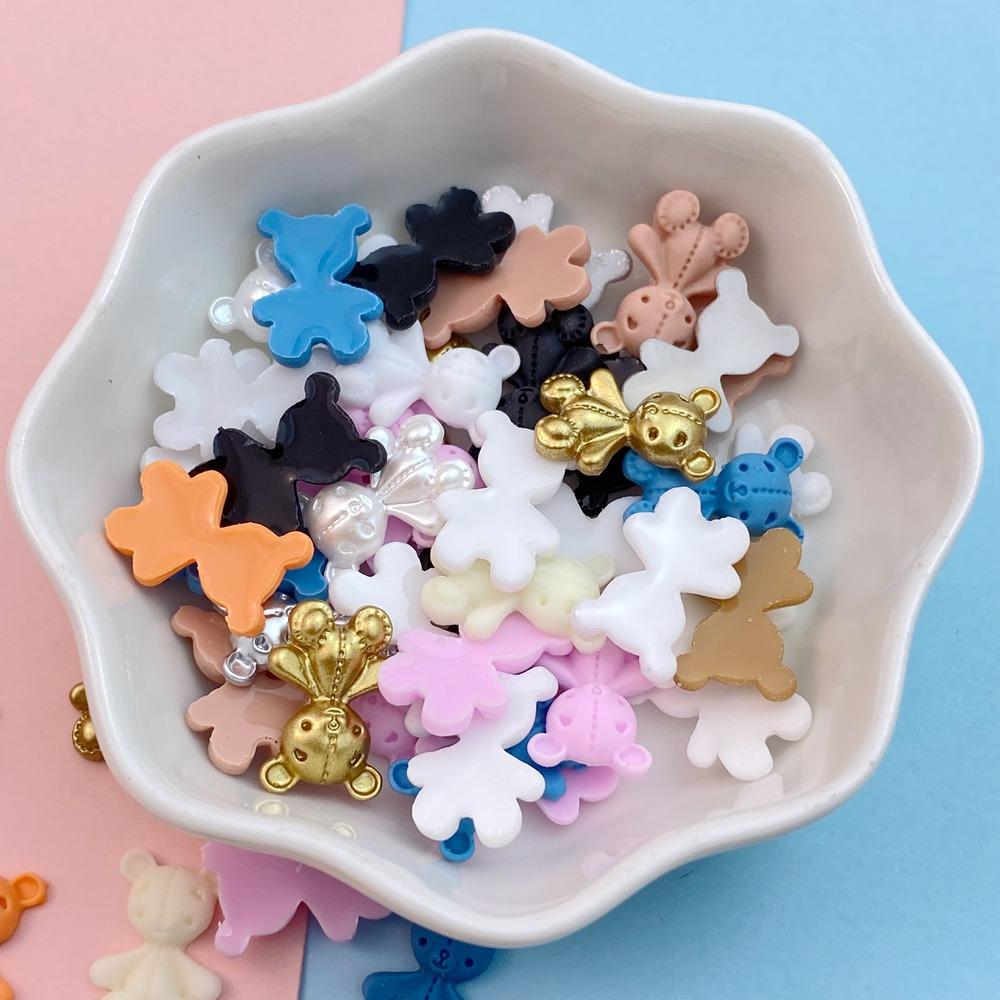 50Pcs New Cute Resin Mini Little Bear Collection Flat Back Parts Embellishments For Hair Bows Nail Enhancement Accessories