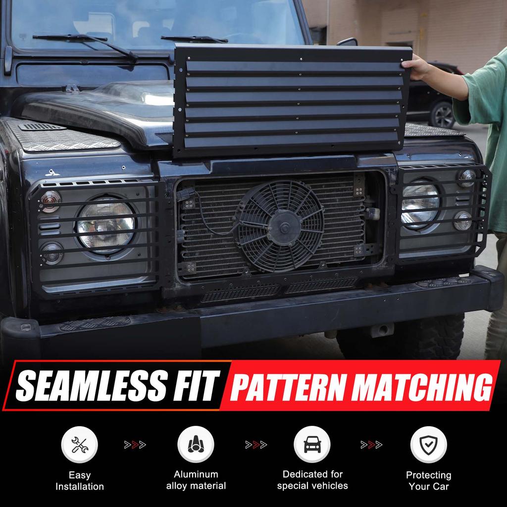 For Land Rover Defender 90 110 2004-2018 Aluminum alloy Car Front Grille Headlight Protection Mesh Cover Car Accessories
