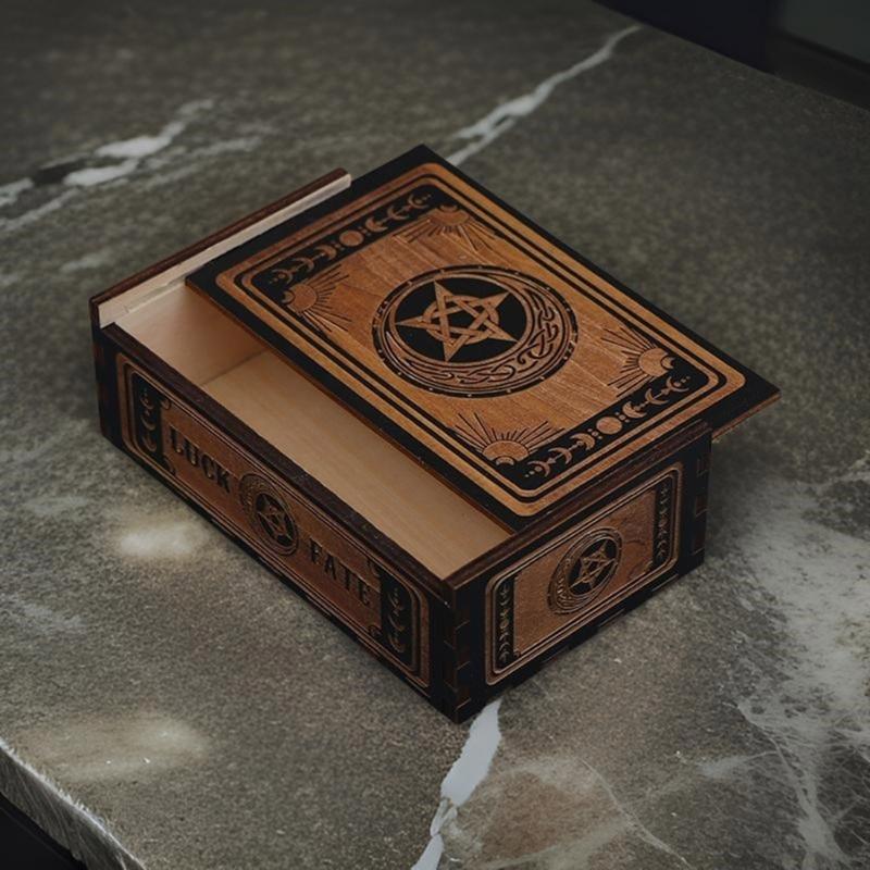 Portable Wood Tarot Cards Box Push Pull Cards Box Gift Case Divination Card Storage Container Witch Decoration Enduring