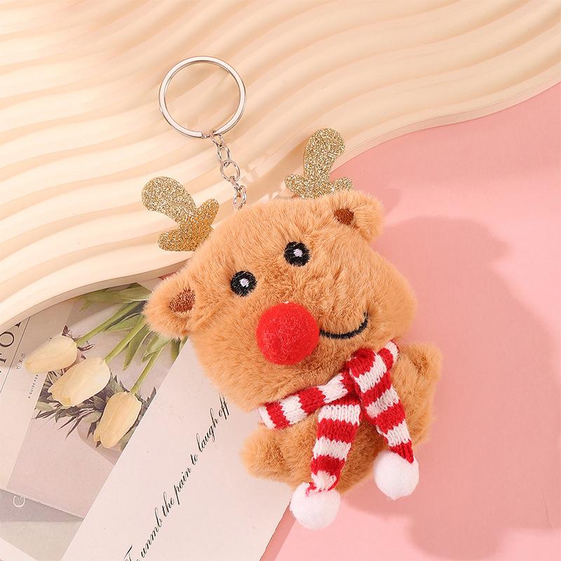 1PC Ornament Plush Keychains Gift Bag Charm Keyring Bag Pendants Cute Christmas Plush Doll Bag Accessories Christmas