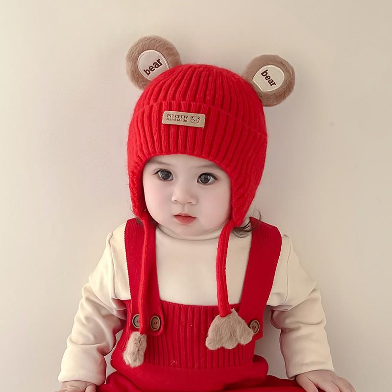 Gorro de Punto para Bebé Niños Pequeños Cálido Protección para Orejas Gorro de Invierno Gorro de Algodón Niños Niñas 6-36 Meses