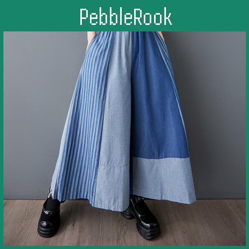 Patchwork Size Vintage Plus Summer High Waist Casual Loose Women Jeans Denim Wide Leg Pants