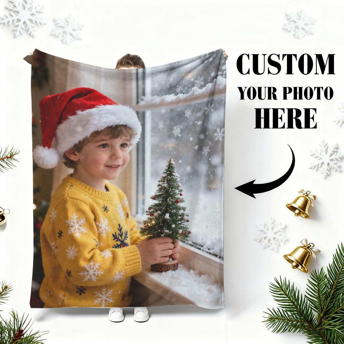 Customized Christmas Baby Flannel Blanket - Printed with Cute Christmas Images to Show Your Heart, Anti-Static and Non-Shedding, 75X95CM