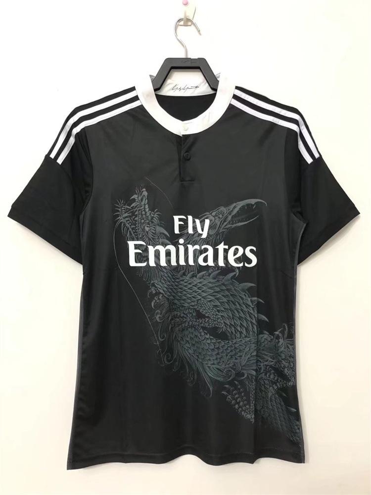 14-15 Royal Ma Black Dragon Jersey C Robert Benzema Ramos J Luo Football Suit Trend Retro Style S