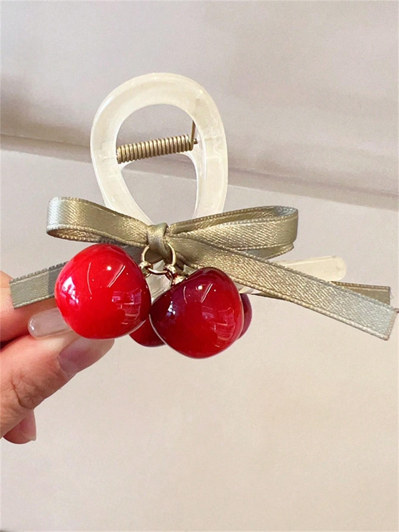 

1 Женский новый летний французский бант-вишня заколка для волос вишня заколка-краб затылок пучок высокий хвост половина акулий коготь головной убор Size fits all