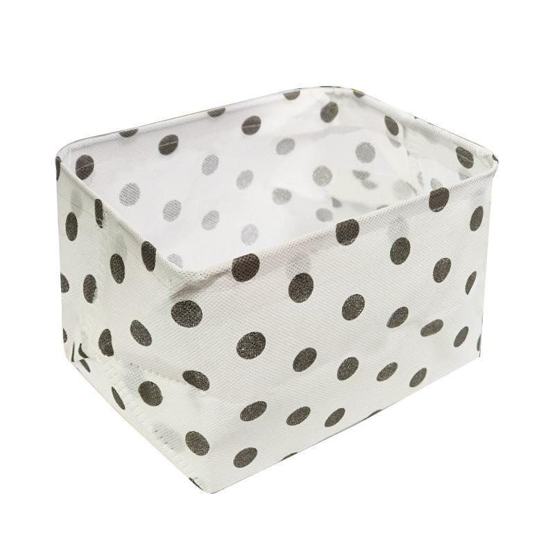 Polka Dot Fabric Storage Basket Foldable Desktop Organizer Box Waterproof Cloth Container For Home Bedroom Desk Tidy