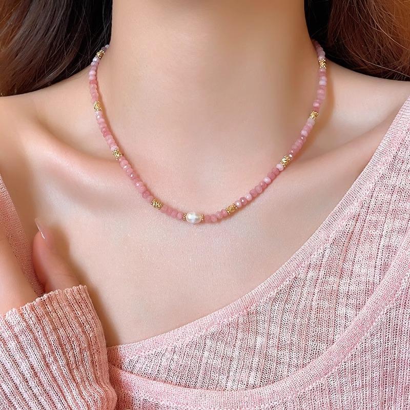 Female Light Luxury Niche Colored Collarbone Bead Necklace necklace