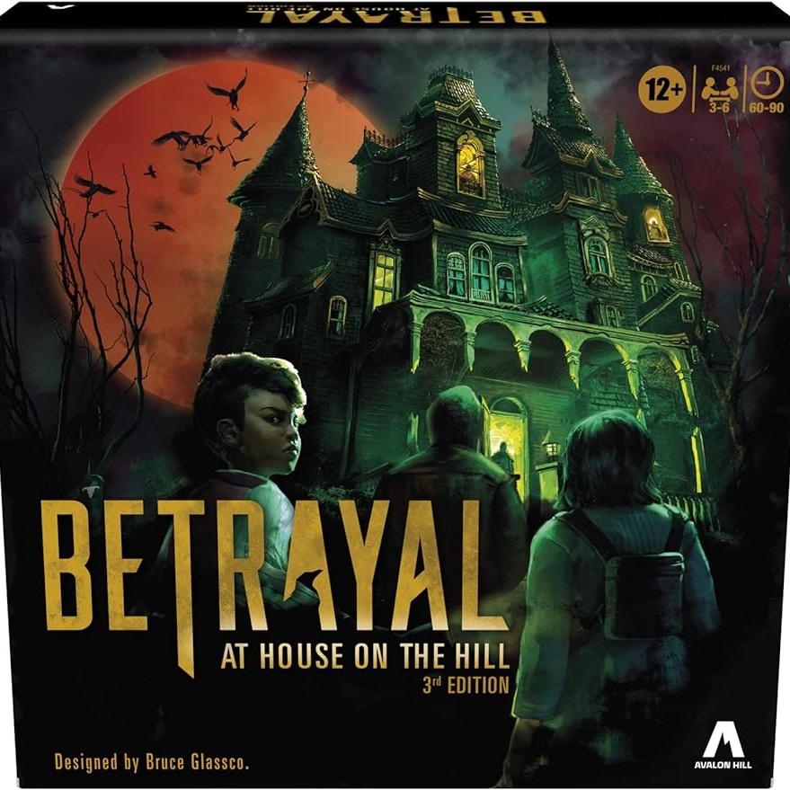 

Avalon Hill Hasbro Gaming Betrayal at The House on The Hill, 3-е издание, кооперативная настольная игра, от 12 лет и старше, 3–6 игроков, 50 пугающих сценариев