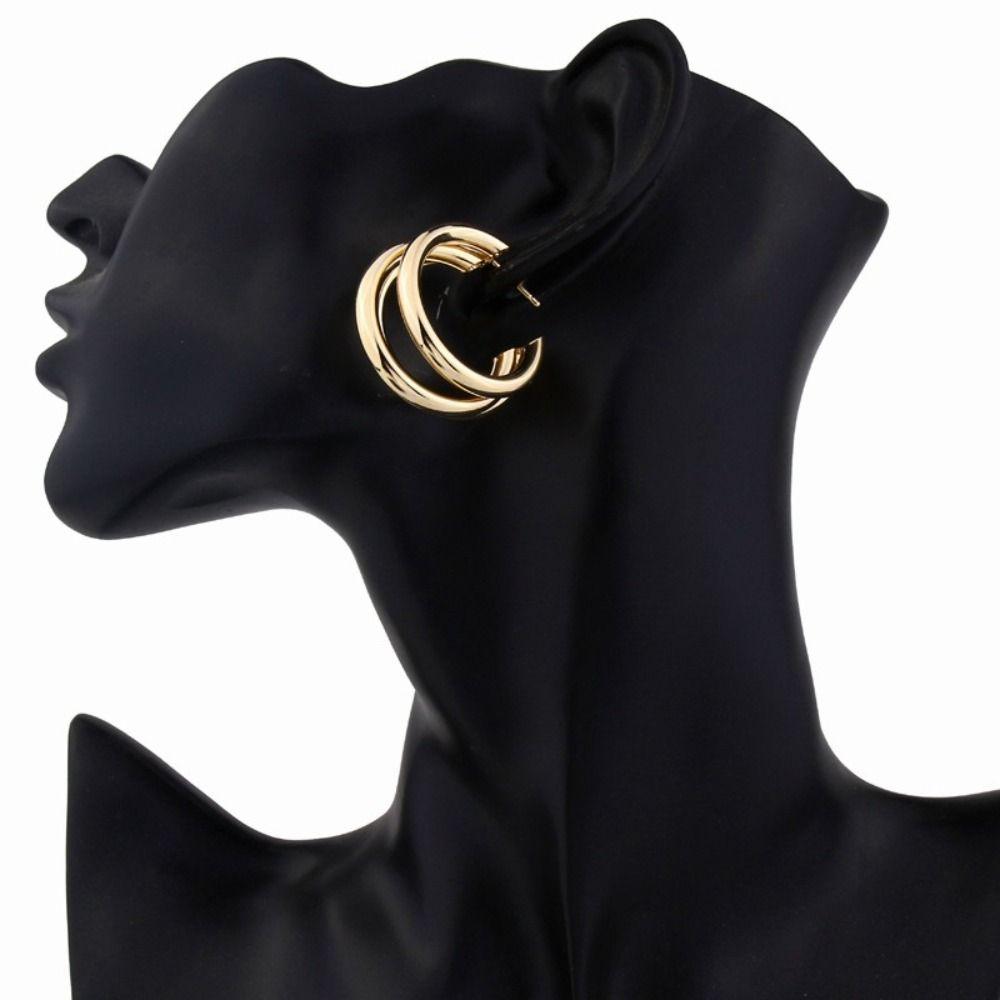 Gold Color Statement Earrings Vintage Style Round Circle Hoops Chunky Hoop Earrings  Luxury Jewelry