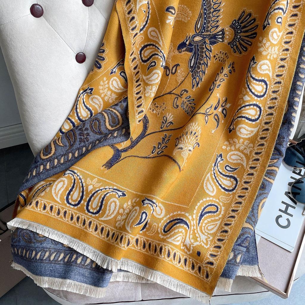 Autumn And Winter Popular Shawl Outside Women'S Scarf Office Blanket Cashmere Fringed Warm Scarf Live Stream