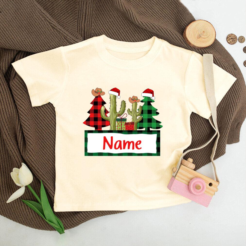 Personalized Christmas Kids Shirt Name Christmas Party Boys Girl Outfit Child Retro T-shirt Toddler Xmas Holiday Shirts