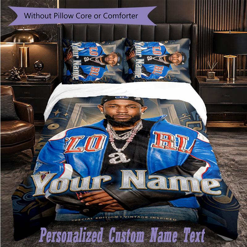 Personalized 3Pcs Bedding SetKendrick Lamar Custom Text Duvet Cover Pillowcase Set Bedroom Gift