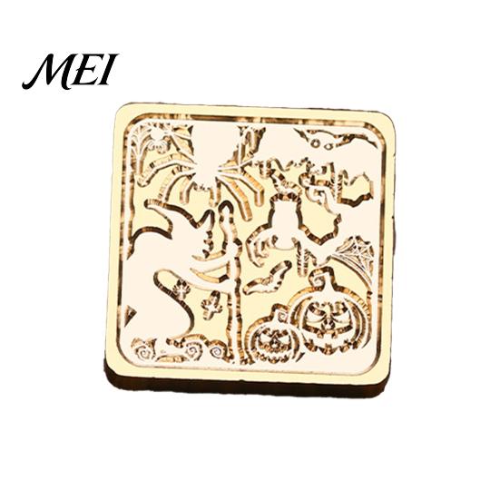 Ghost Wax Stamp Halloween Themed Brass Seal Head, Pumpkin Witch Bat Engraved Creative Gift Packaging Sealing Replacement Head for Envelope Journal