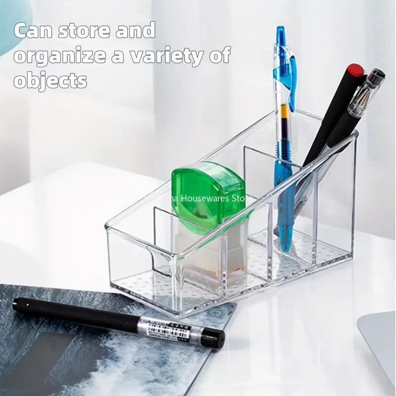Romote Control Holder with 4 Compartments Clear Romote Holder Home Decor Kitchen Acccessories Make Up Orangizer