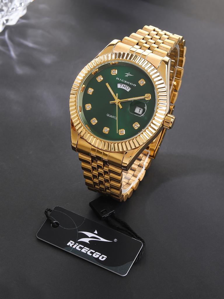 Classic Men's Steel Strap Luxury Wristwatch Business Calendar Stainless Steel Round Male Quartz Watches Clock Wristwatches