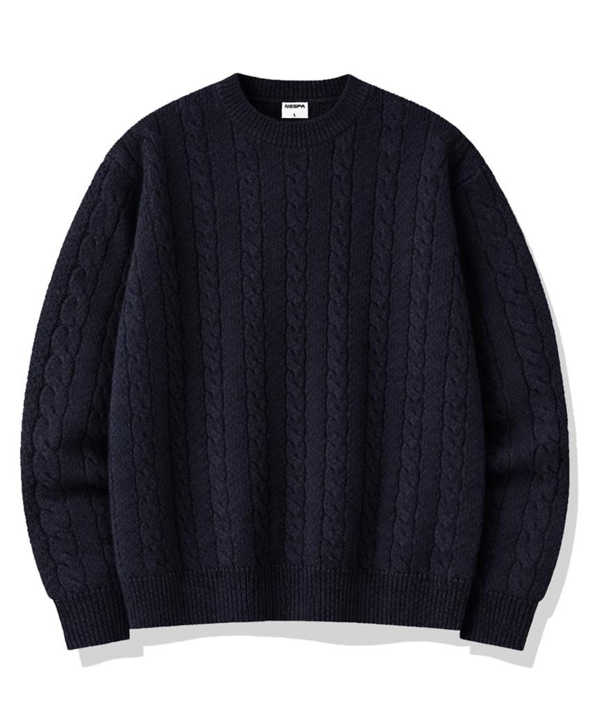 Neseupaseutyudio Joel Round Neck Cable Knit 5 Colors [Nspk_3001]