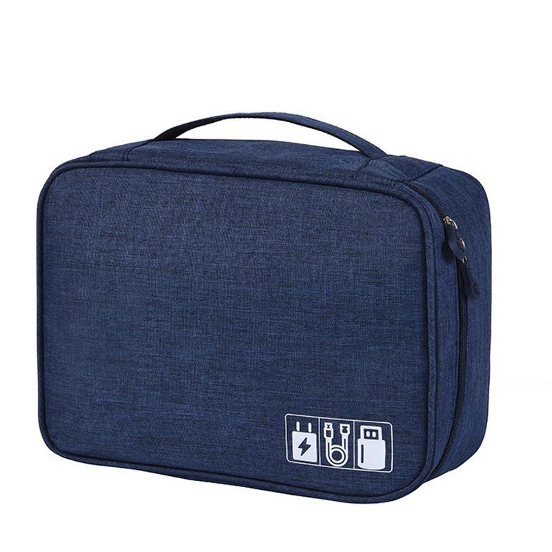 

Multi-functional Large Capacity Cable StorageBag Waterproof USB Data Line Charger Headphone StorageBag Travel cable storage Bag 1Layer(24.5x10x18cm) темно-синього кольору