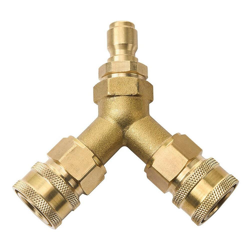 3/8 Fitting Pressure Washer Tee, Splitter Coupler, Quick Connect Two to