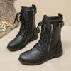 Martin Boots Autumn and Winter Flat Large Size Belt Buckle Low Heel Short Boots Women