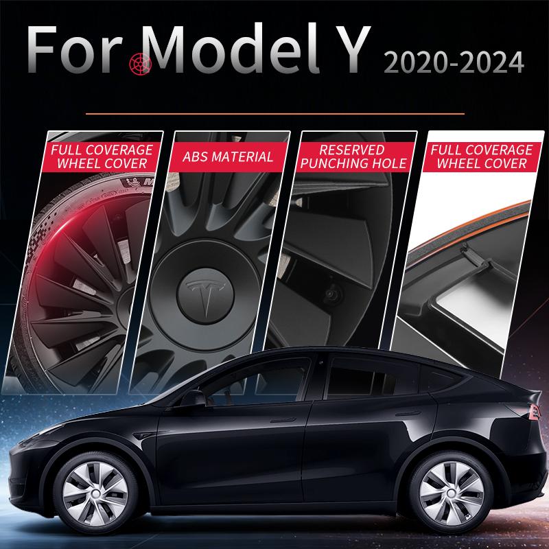 4PCS Wheel Cover for Tesla Model Y 2020-2024 Automobile 19 Inch New Blade Hubcap Wheels Cover Full Rim Hub Caps Accessories