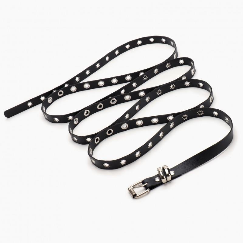Womens PU Double Layer Thin Belt With Alloy Pin Buckle Y2K Streetwear Fashion Accessory Casual Outfits