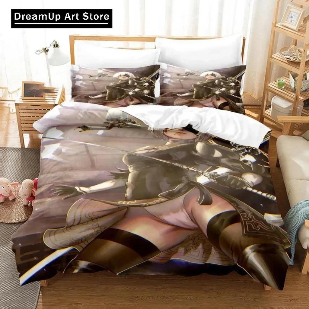 3D Printed NieR Automata Bedding Set Duvet Cover Bed Set Quilt Cover Twin Single Queen King Size Boys Adult Home Textile Decor