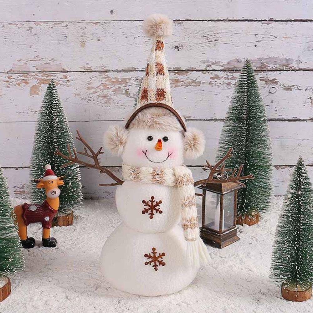 Cute Christmas Short Hat Snowman Doll Reusable Snowman Doll Desktop Ornaments  Living Room