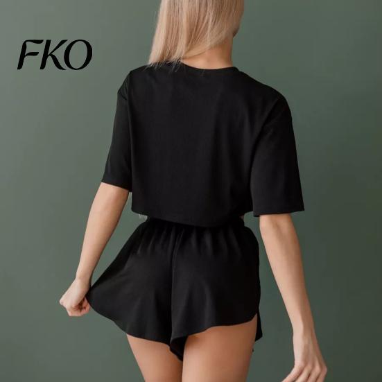 Summer Sleepwear Women Women's 2 Piece Pajama Sets, Soft Short Sleeve Top Cotton Set And Shorts Sleepwear, Crew Neck Pjs Lounge