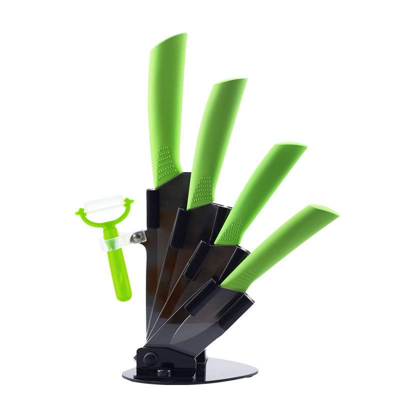 

Кухонные ножи Керамические ножи Набор аксессуаров 3 дюйма для очистки овощей 4 дюйма универсальные 5 дюймов для нарезки 6 дюймов нож шеф-повара + держатель + овощечистка с черным лезвием