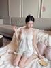 Summer Ice Silk Pajamas Women's Sexy Lace Suspenders Shorts with Chest Pads Loungewear French Romantic Niche Internet Celebrities