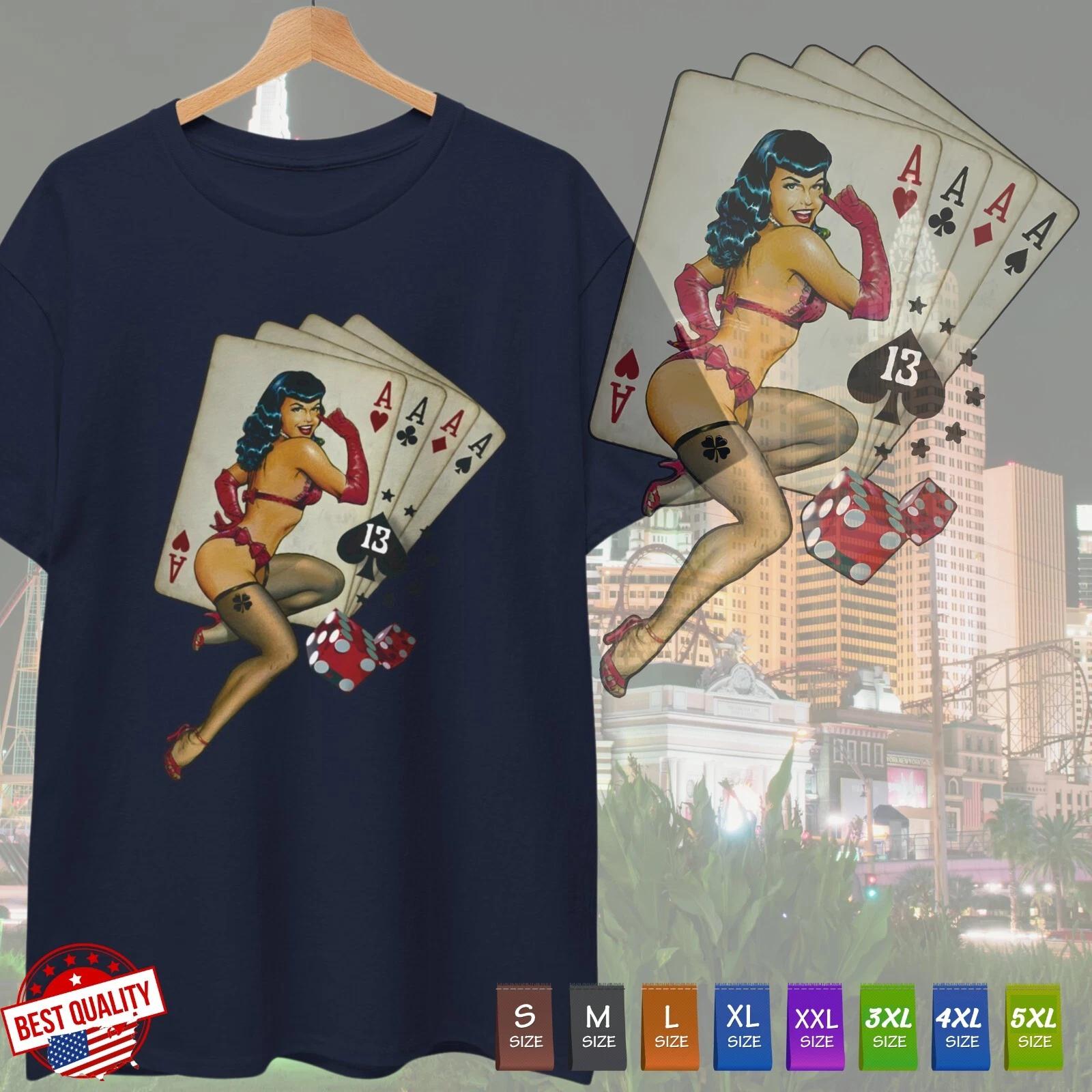 Футболка Old School Lucky 13 Ретро Винтажная Карты Покера Одежда для Казино Классическая Футболка XL