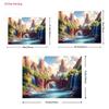 2D Mountain Waterfall Bridge Backdrop, Nature Landscape Photography Background
