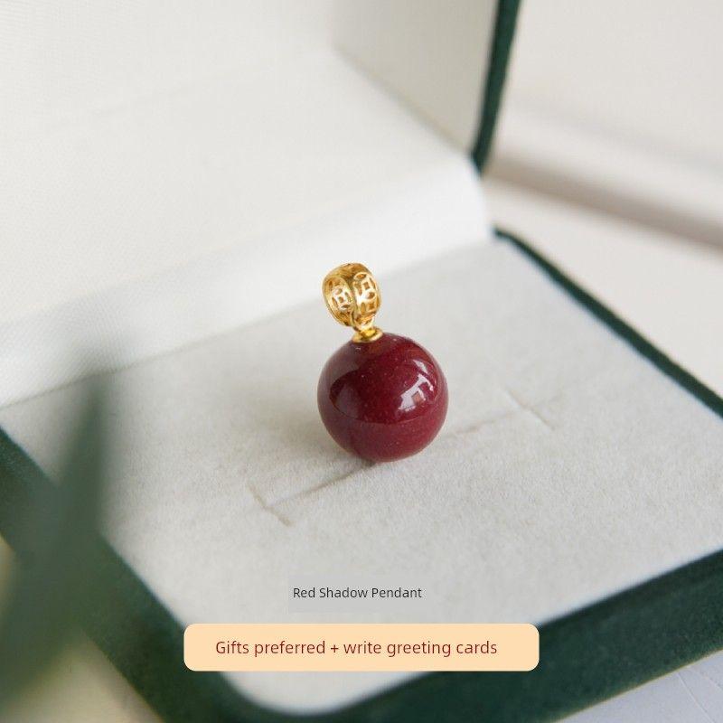 

National Style Cinnabar Pendant Birth Year Red Shadow Clavicle Chain [High content purple gold sand] Red Shadow pendant