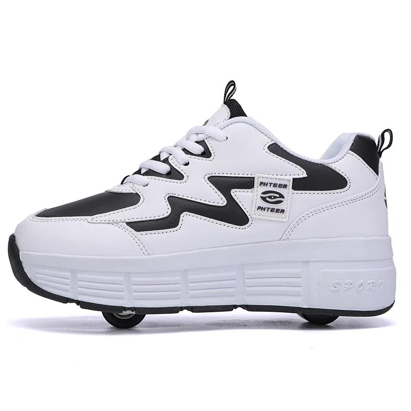 Kids Roller Skating Shoes Parkour Gift Children 2 Wheels Boys Girls Button Extension Casual Fashion Detachable Roller sneakers