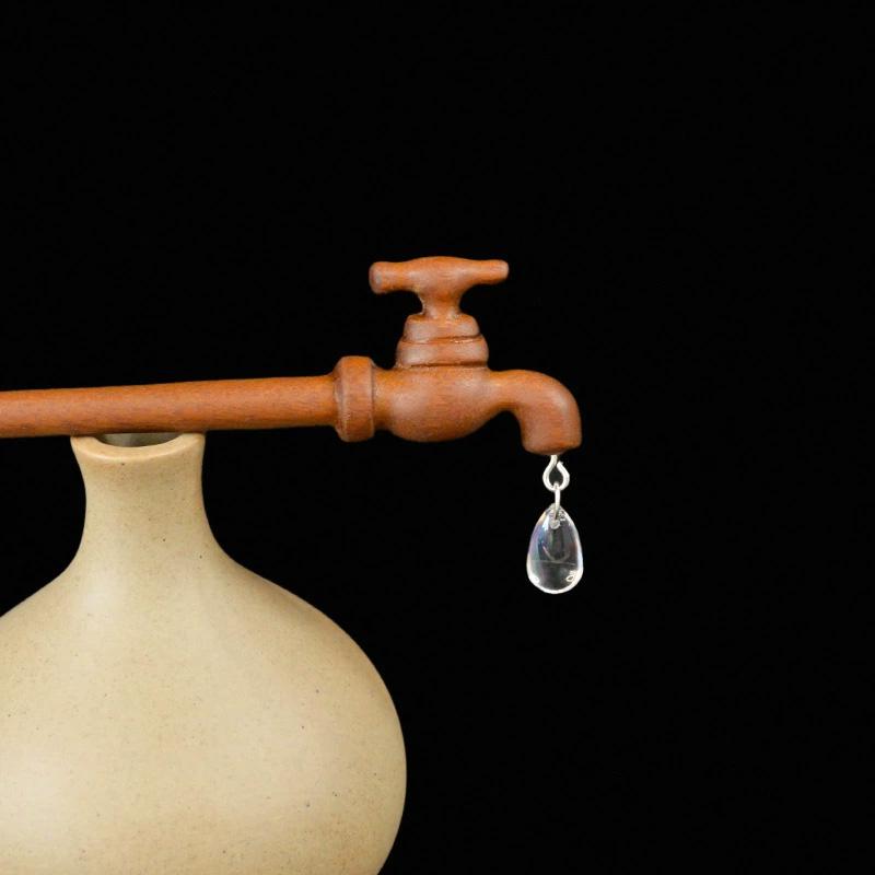 1Pc Faucet Hairpin New Chinese Style Water Droplet Shape Ancient Headwear Wood Hairpin Fun Headwear Disk Hair Artifact