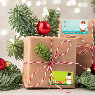 1 Roll Christmas Sticker Self-Adhesive Santa Claus Snowmen Pattern Label Sticker for Holiday Festive Decor