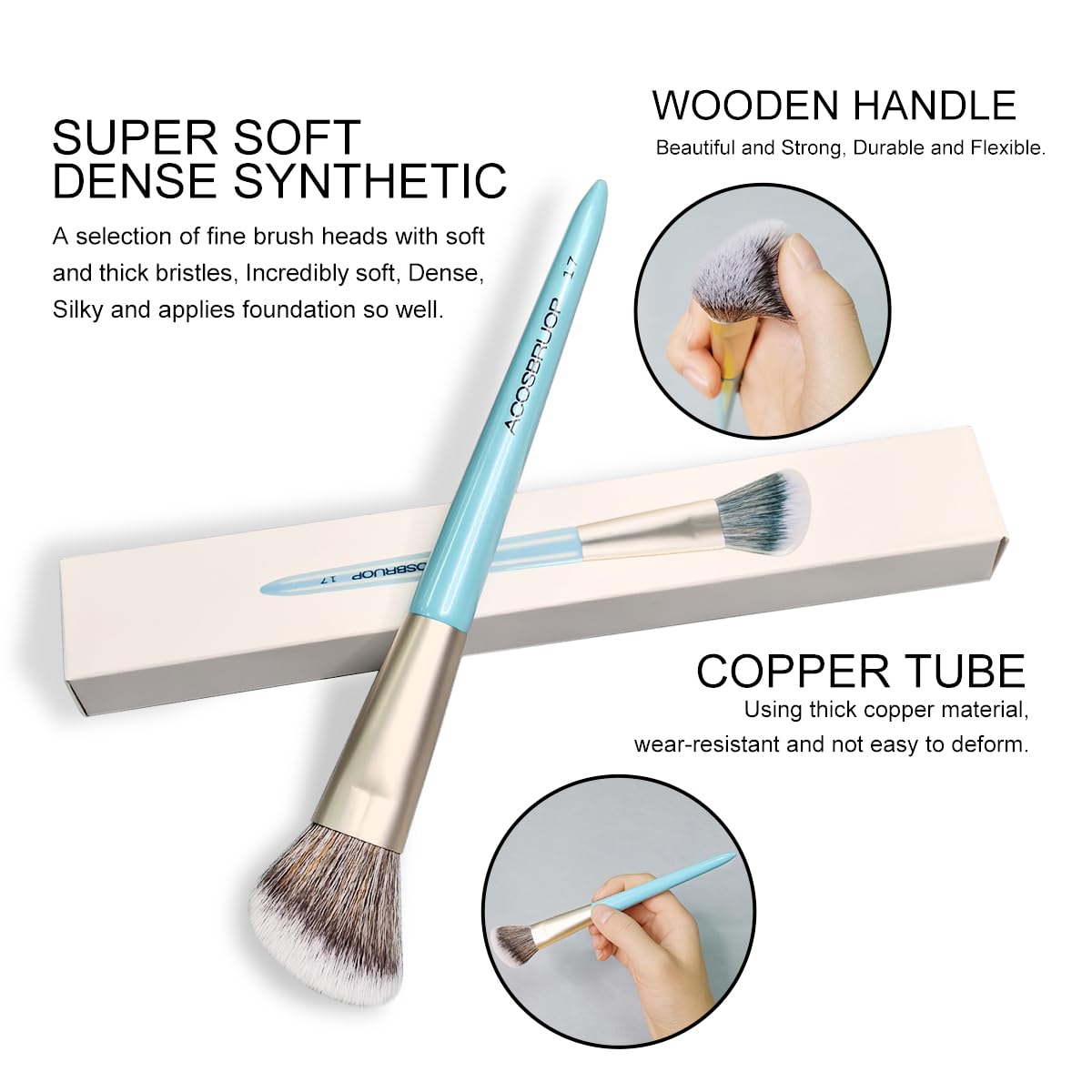 Angled Blush Brush, Face Makeup brushes, beauty tool, for Blushes Loose Powders and Pressed Bronzers Blend, Blue